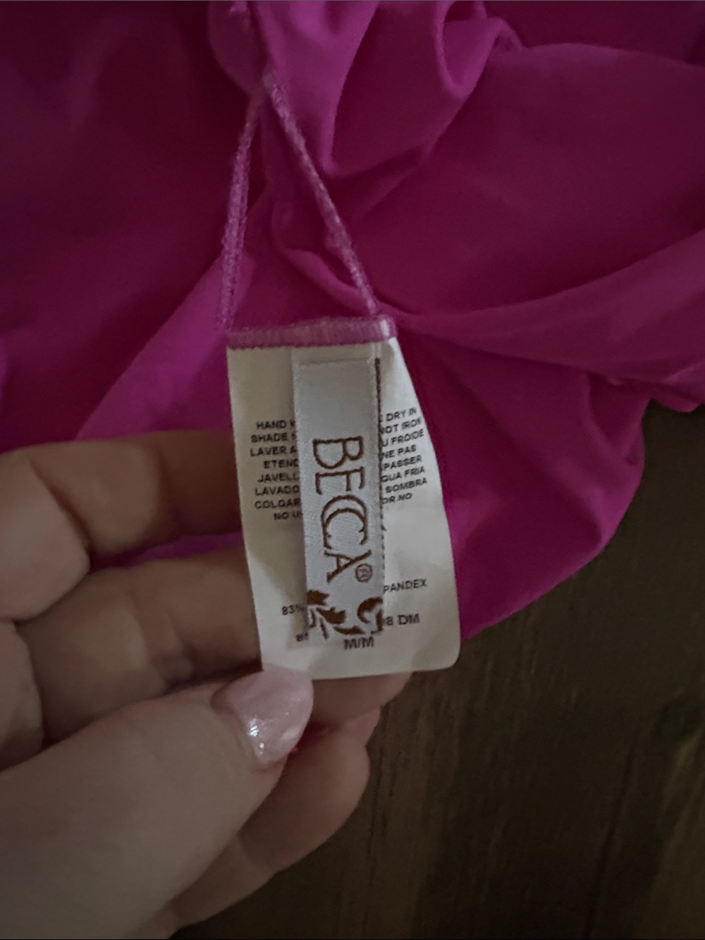 BECCA Vibrant Fuchsia Swim Top with Gold Accents top small / bottom medium - Picture 6 of 6
